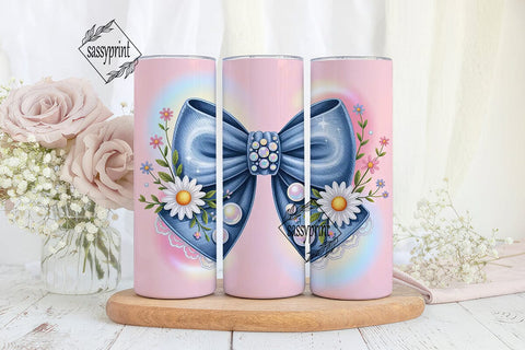 Denim Bow Tumbler Wrap Sublimation sassyprint 