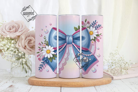 Denim Bow Tumbler Wrap Sublimation sassyprint 