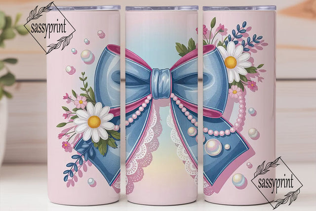Denim Bow Tumbler Wrap Sublimation sassyprint 