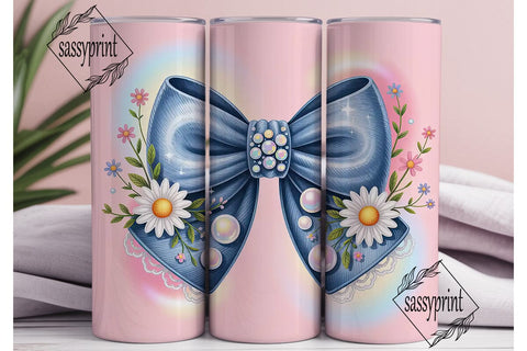 Denim Bow Tumbler Wrap Sublimation sassyprint 