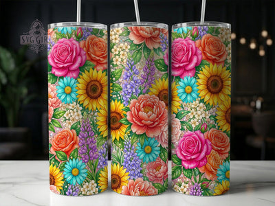 Dense Blooming Floral 20oz Tumbler, Dense Blooming Floral, Blooming Floral, Floral Tumbler, 20oz Tumbler, Dense Floral, Flower Tumbler, Tumbler Wrap Sublimation SvggirlplusArt 
