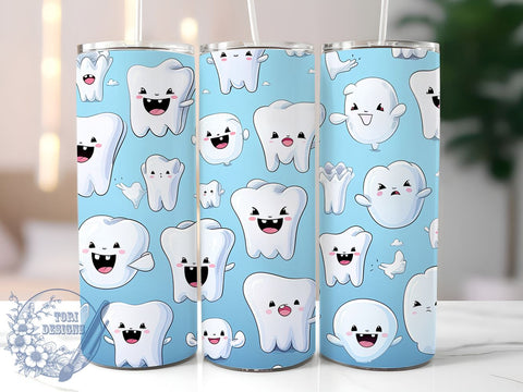 Dental 20oz Skinny Tumbler PNG, Teeth Tumbler Sublimation Wrap, Straight & Tapered Tumbler Wrap, Instant Digital Download Sublimation ToriDesigns 