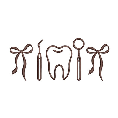 Dental Tooth with Bows and Tools Machine Embroidery Design, 5 sizes, Instant Download Embroidery/Applique DESIGNS Nino Nadaraia 