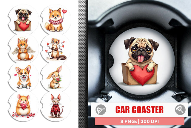 Derpy Valentine Pets Car Coaster Sublimation artnoy 