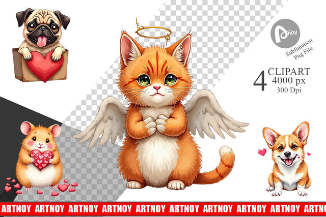 Derpy Valentine Pets Clipart Sublimation artnoy 