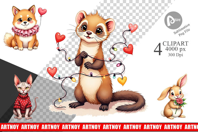 Derpy Valentine Pets Clipart Sublimation artnoy 