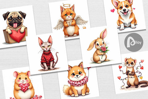 Derpy Valentine Pets Digital Paper Digital Pattern artnoy 