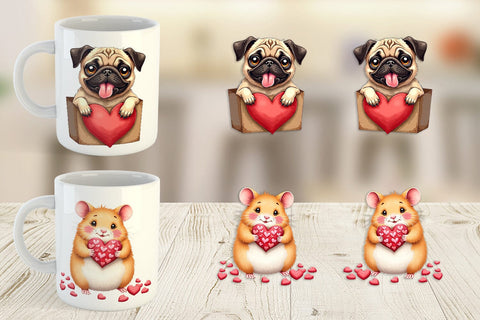 Derpy Valentine Pets Mug Wrap Sublimation artnoy 