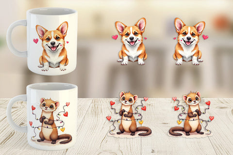 Derpy Valentine Pets Mug Wrap Sublimation artnoy 
