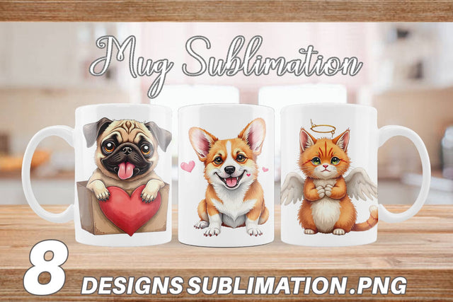 Derpy Valentine Pets Mug Wrap Sublimation artnoy 