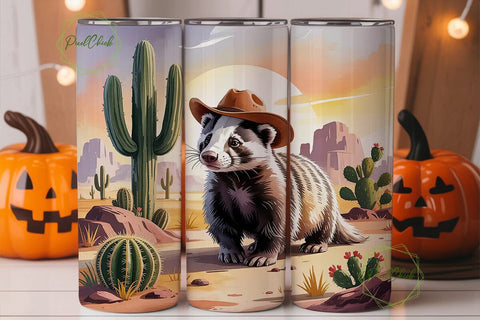Desert Badger Cowboy 20oz Tumbler Wrap Sublimation PixelChick 