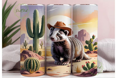 Desert Badger Cowboy 20oz Tumbler Wrap Sublimation PixelChick 