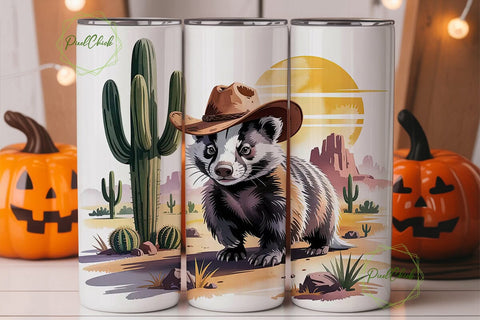 Desert Badger Cowboy 20oz Tumbler Wrap Sublimation PixelChick 