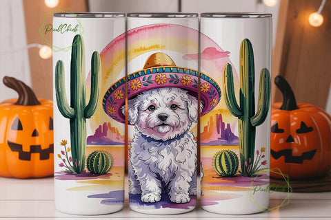 Desert Bichon Sombrero 20oz Tumbler Wrap Sublimation PixelChick 