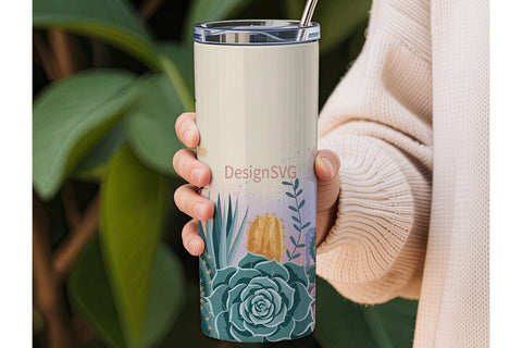 Desert Bloom 20oz Tumbler Wrap Sublimation DesignSVG 