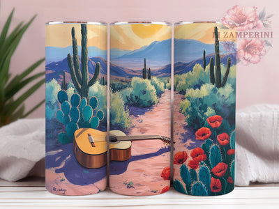 Desert Bloom Cowgirl Tumbler Wrap, Western Cactus Art, Cowgirl Nature Cup, Southwest Pattern Gift, Ranch Floral Tumbler, Desert Bloom Design, Country Garden Art Sublimation Li Zamperini 