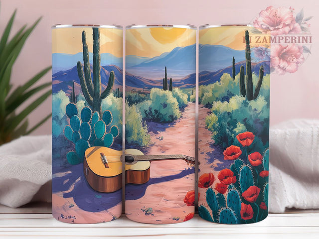 Desert Bloom Cowgirl Tumbler Wrap, Western Cactus Art, Cowgirl Nature Cup, Southwest Pattern Gift, Ranch Floral Tumbler, Desert Bloom Design, Country Garden Art Sublimation Li Zamperini 