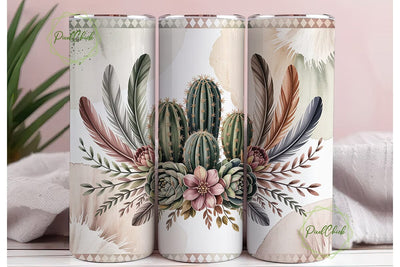 Desert Boho Flora 20oz Tumbler Wrap Sublimation PixelChick 