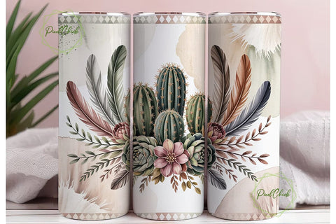 Desert Boho Flora 20oz Tumbler Wrap Sublimation PixelChick 