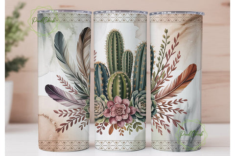 Desert Boho Flora 20oz Tumbler Wrap Sublimation PixelChick 