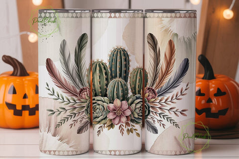 Desert Boho Flora 20oz Tumbler Wrap Sublimation PixelChick 
