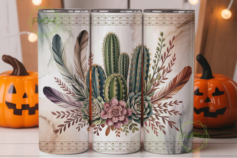 Desert Boho Flora 20oz Tumbler Wrap Sublimation PixelChick 