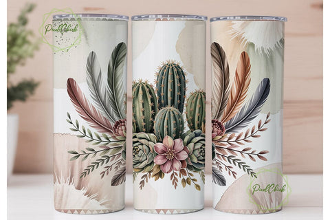 Desert Boho Flora 20oz Tumbler Wrap Sublimation PixelChick 