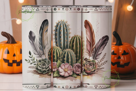 Desert Boho Flora 20oz Tumbler Wrap Sublimation PixelChick 