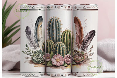 Desert Boho Flora 20oz Tumbler Wrap Sublimation PixelChick 