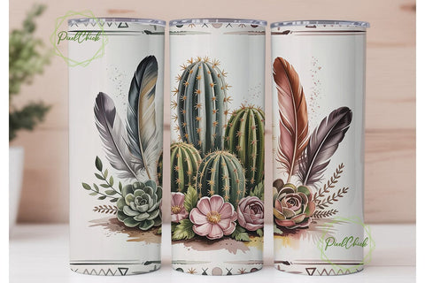 Desert Boho Flora 20oz Tumbler Wrap Sublimation PixelChick 