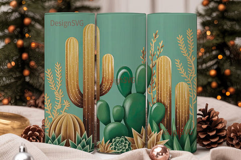Desert Cacti 20oz Tumbler Wrap Sublimation DesignSVG 