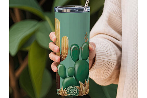 Desert Cacti 20oz Tumbler Wrap Sublimation DesignSVG 