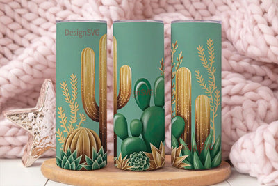 Desert Cacti 20oz Tumbler Wrap Sublimation DesignSVG 