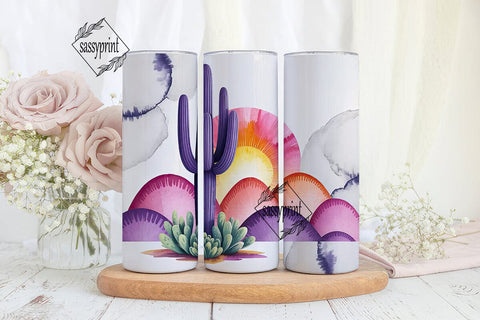 Desert Cactus Watercolor 20oz Tumbler Sublimation sassyprint 