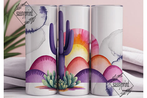 Desert Cactus Watercolor 20oz Tumbler Sublimation sassyprint 