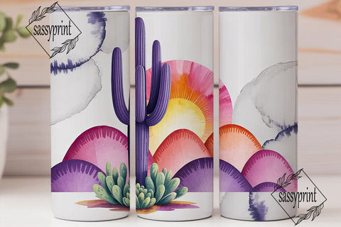 Desert Cactus Watercolor 20oz Tumbler Sublimation sassyprint 