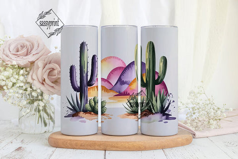 Desert Cactus Watercolor 20oz Tumbler Sublimation sassyprint 