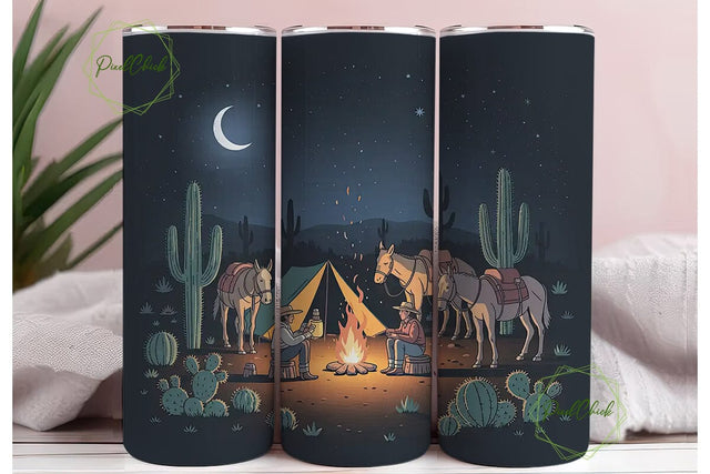 Desert Campfire 20oz Tumbler Wrap Sublimation PixelChick 