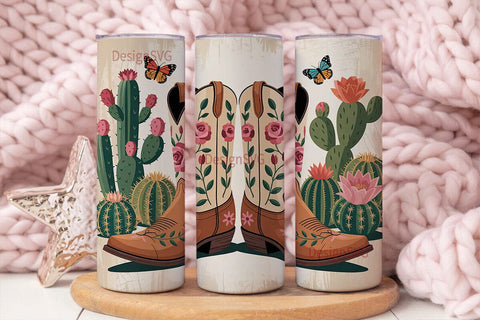 Desert Cowboy Boots 20oz Tumbler Wrap Sublimation DesignSVG 