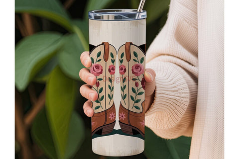 Desert Cowboy Boots 20oz Tumbler Wrap Sublimation DesignSVG 