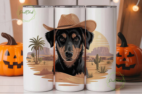 Desert Cowboy Dog 20oz Tumbler Wrap Sublimation PixelChick 