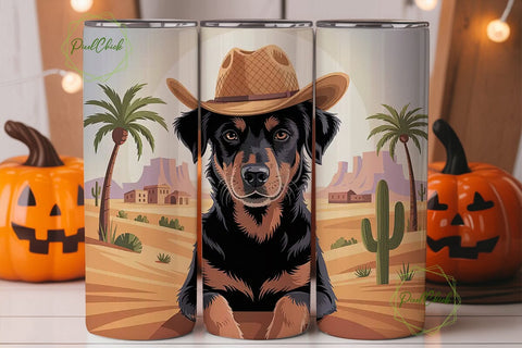 Desert Cowboy Dog 20oz Tumbler Wrap Sublimation PixelChick 