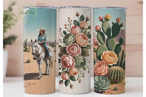 Desert Cowgirl Floral 20oz Tumbler Wrap Sublimation PixelChick 