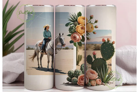 Desert Cowgirl Floral 20oz Tumbler Wrap Sublimation PixelChick 