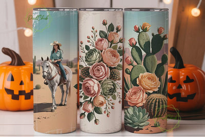 Desert Cowgirl Floral 20oz Tumbler Wrap Sublimation PixelChick 