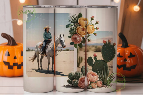 Desert Cowgirl Floral 20oz Tumbler Wrap Sublimation PixelChick 