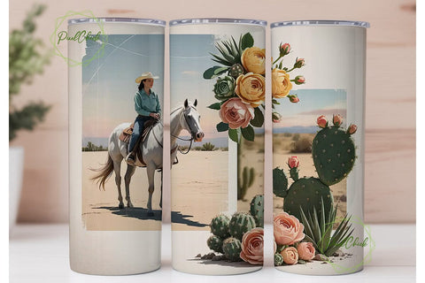 Desert Cowgirl Floral 20oz Tumbler Wrap Sublimation PixelChick 