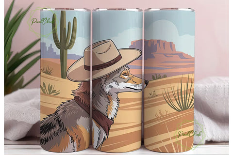 Desert Coyote 20oz Tumbler Wrap Sublimation PixelChick 