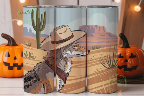 Desert Coyote 20oz Tumbler Wrap Sublimation PixelChick 