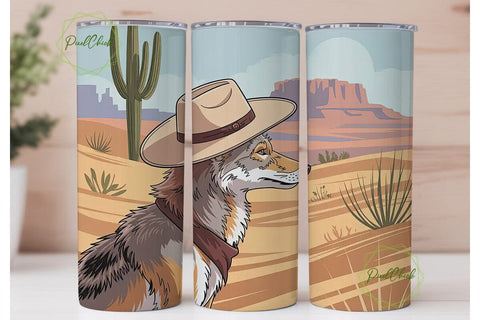 Desert Coyote 20oz Tumbler Wrap Sublimation PixelChick 